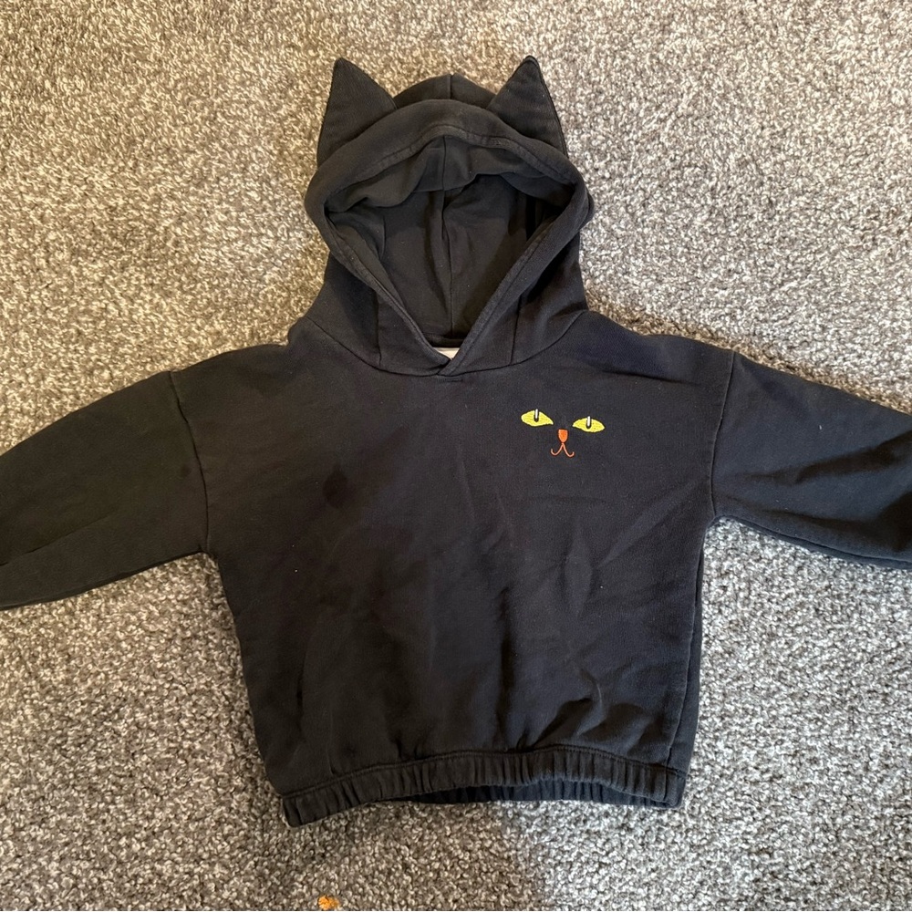 Mini Rodini Black Kids Cat-Ear Hooded Sweatshirt